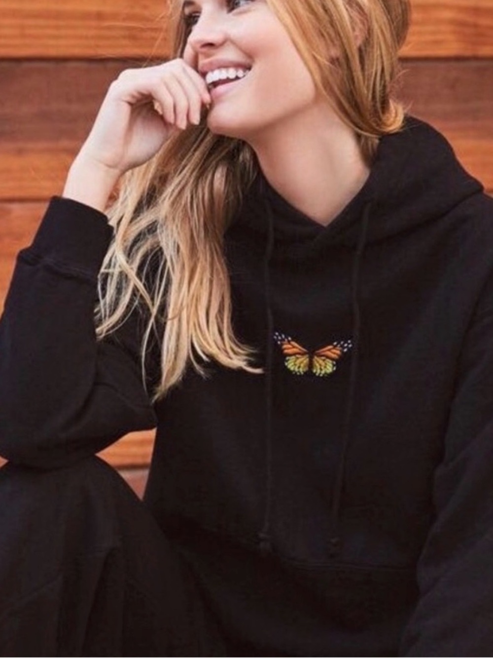 Brandy Melville Oversized Butterfly Hooded Sweatshirt